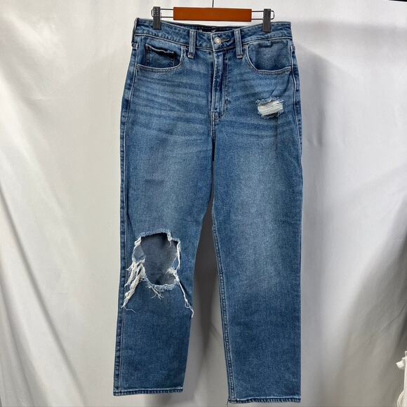 Hollister Ultra High-Rise Vintage Straight Light Wash Distressed Womens 5R 27x27 - Picture 2 of 15